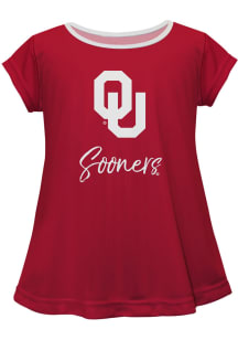 Oklahoma Sooners Infant Girls Script Blouse Short Sleeve T-Shirt Red