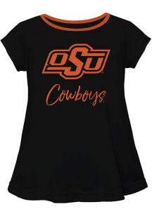 Oklahoma State Cowboys Infant Girls Script Blouse Short Sleeve T-Shirt Black