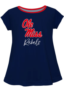 Ole Miss Rebels Infant Girls Script Blouse Short Sleeve T-Shirt Navy Blue