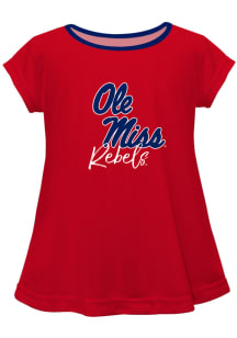 Ole Miss Rebels Infant Girls Script Blouse Short Sleeve T-Shirt Red