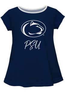 Penn State Nittany Lions Infant Girls Script Blouse Short Sleeve T-Shirt Navy Blue