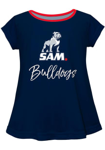 Samford University Bulldogs Infant Girls Script Blouse Short Sleeve T-Shirt Navy Blue