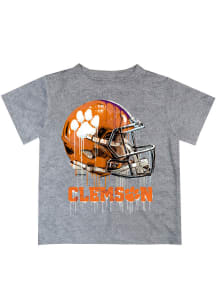 Clemson Tigers Youth Grey Helmet Short Sleeve T-Shirt