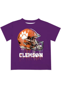 Clemson Tigers Youth Purple Helmet Short Sleeve T-Shirt