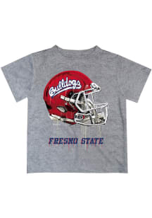 Fresno State Bulldogs Youth Grey Helmet Short Sleeve T-Shirt