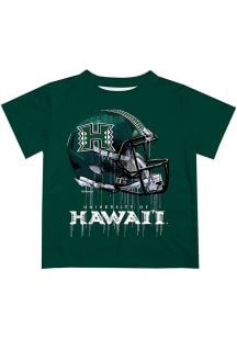 Hawaii Warriors Youth Green Helmet Short Sleeve T-Shirt