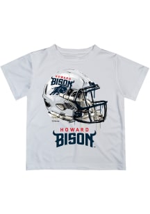 Howard Bison Youth White Helmet Short Sleeve T-Shirt