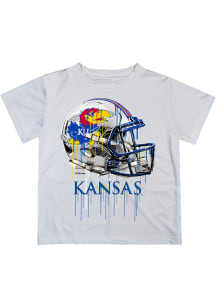 Kansas Jayhawks Youth White Helmet Short Sleeve T-Shirt