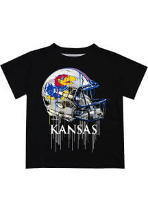 Kansas Jayhawks Youth Black Helmet Short Sleeve T-Shirt