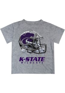 K-State Wildcats Youth Grey Helmet Short Sleeve T-Shirt