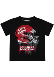 UL Lafayette Ragin' Cajuns Youth Black Helmet Short Sleeve T-Shirt