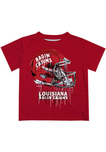 UL Lafayette Ragin' Cajuns Youth Red Helmet Short Sleeve T-Shirt