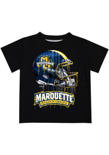 Marquette Golden Eagles Youth Black Helmet Short Sleeve T-Shirt