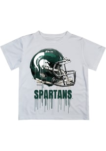Michigan State Spartans Youth White Helmet Short Sleeve T-Shirt