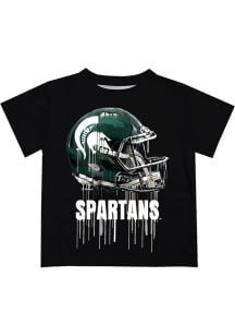 Michigan State Spartans Youth Black Helmet Short Sleeve T-Shirt