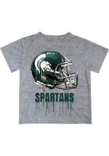 Michigan State Spartans Youth Grey Helmet Short Sleeve T-Shirt