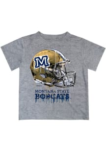 Montana State Bobcats Youth Grey Helmet Short Sleeve T-Shirt