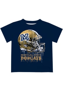 Montana State Bobcats Youth Blue Helmet Short Sleeve T-Shirt
