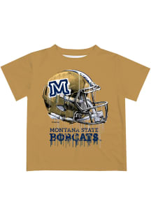 Montana State Bobcats Youth Gold Helmet Short Sleeve T-Shirt