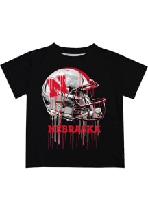 Youth Nebraska Cornhuskers Black Vive La Fete Helmet Short Sleeve T-Shirt