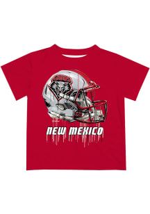 New Mexico Lobos Youth Red Helmet Short Sleeve T-Shirt