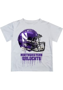 Northwestern Wildcats Youth White Helmet Short Sleeve T-Shirt