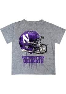 Northwestern Wildcats Youth Grey Helmet Short Sleeve T-Shirt