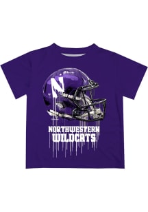 Northwestern Wildcats Youth Purple Helmet Short Sleeve T-Shirt