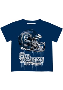 Old Dominion Monarchs Youth Navy Blue Helmet Short Sleeve T-Shirt