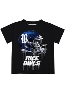 Rice Owls Youth Black Helmet Short Sleeve T-Shirt