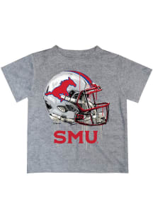 SMU Mustangs Youth Grey Helmet Short Sleeve T-Shirt