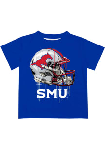 SMU Mustangs Youth Blue Helmet Short Sleeve T-Shirt