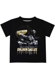 Southern Mississippi Golden Eagles Youth Black Helmet Short Sleeve T-Shirt