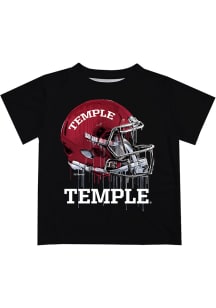 Temple Owls Youth Black Helmet Short Sleeve T-Shirt
