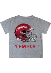 Temple Owls Youth Grey Helmet Short Sleeve T-Shirt