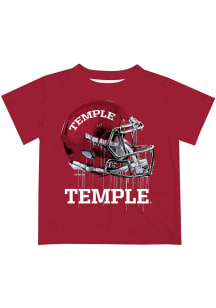 Temple Owls Youth Red Helmet Short Sleeve T-Shirt