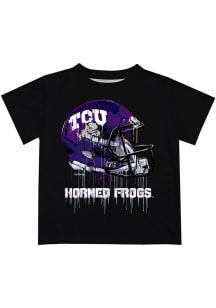 TCU Horned Frogs Youth Black Helmet Short Sleeve T-Shirt