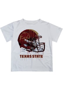 Texas State Bobcats Youth White Helmet Short Sleeve T-Shirt