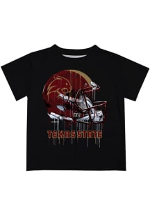 Texas State Bobcats Youth Black Helmet Short Sleeve T-Shirt