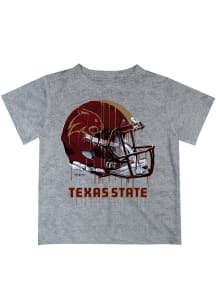 Texas State Bobcats Youth Grey Helmet Short Sleeve T-Shirt
