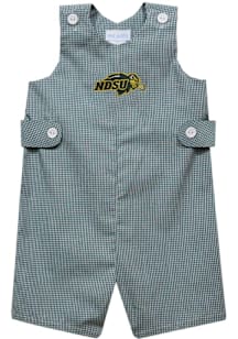 Vive La Fete North Dakota State Bison Baby Green Gingham Overalls