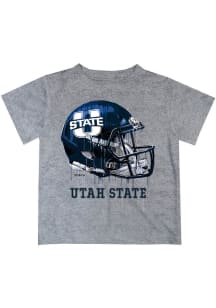 Vive La Fete Utah State Aggies Youth Grey Helmet Short Sleeve T-Shirt