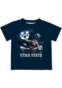 Vive La Fete Utah State Aggies Youth Navy Blue Helmet Short Sleeve T-Shirt