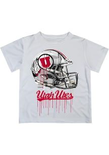 Utah Utes Youth White Helmet Short Sleeve T-Shirt