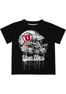 Utah Utes Youth Black Helmet Short Sleeve T-Shirt