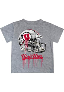 Utah Utes Youth Grey Helmet Short Sleeve T-Shirt