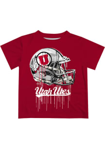 Utah Utes Youth Red Helmet Short Sleeve T-Shirt