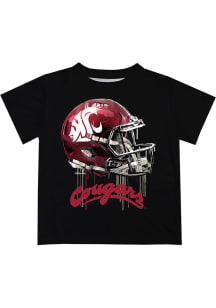 Washington State Cougars Youth Black Helmet Short Sleeve T-Shirt