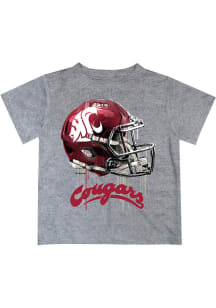 Washington State Cougars Youth Grey Helmet Short Sleeve T-Shirt
