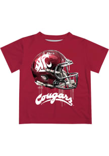 Washington State Cougars Youth Red Helmet Short Sleeve T-Shirt